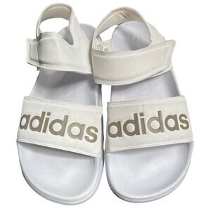 Adidas Adilette White Wide Strap Sandals Adjustable Straps Size 6